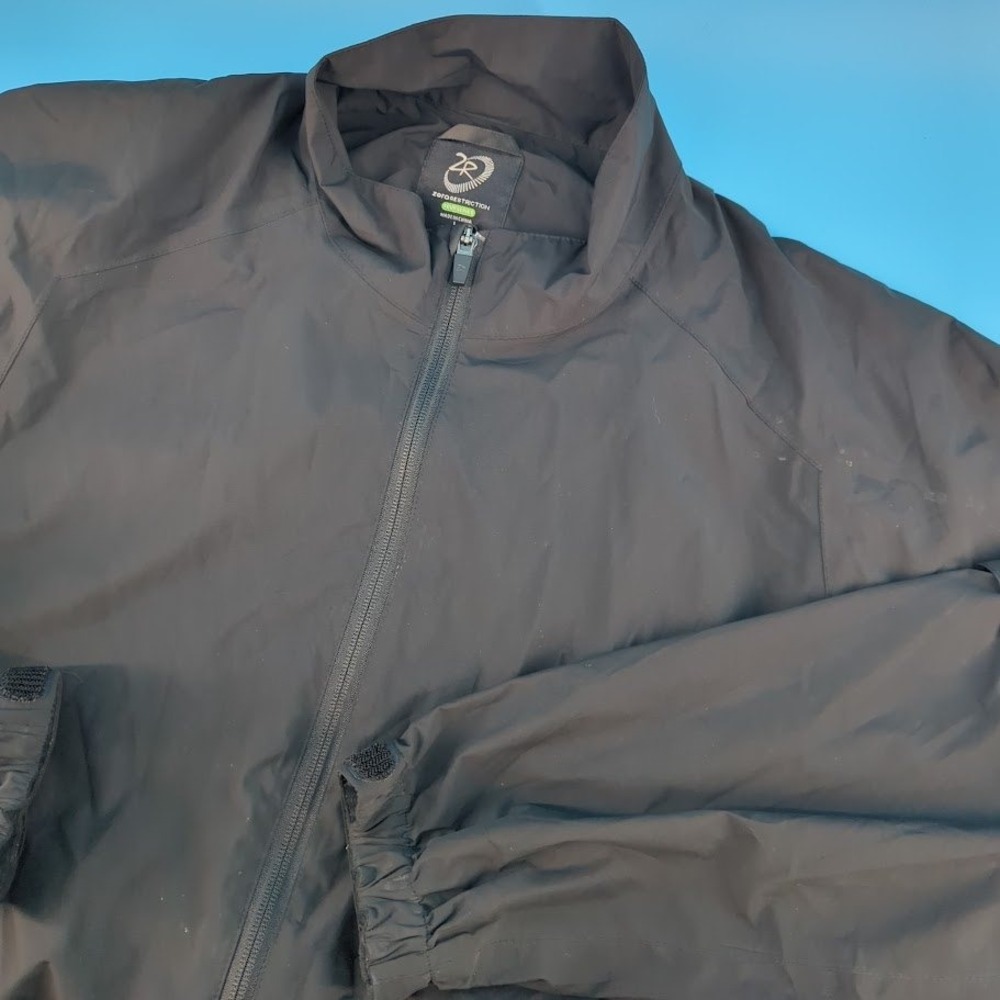 Zero Restriction Tour Series Mens Black Full Zip Golf Windbreaker Jacket Large